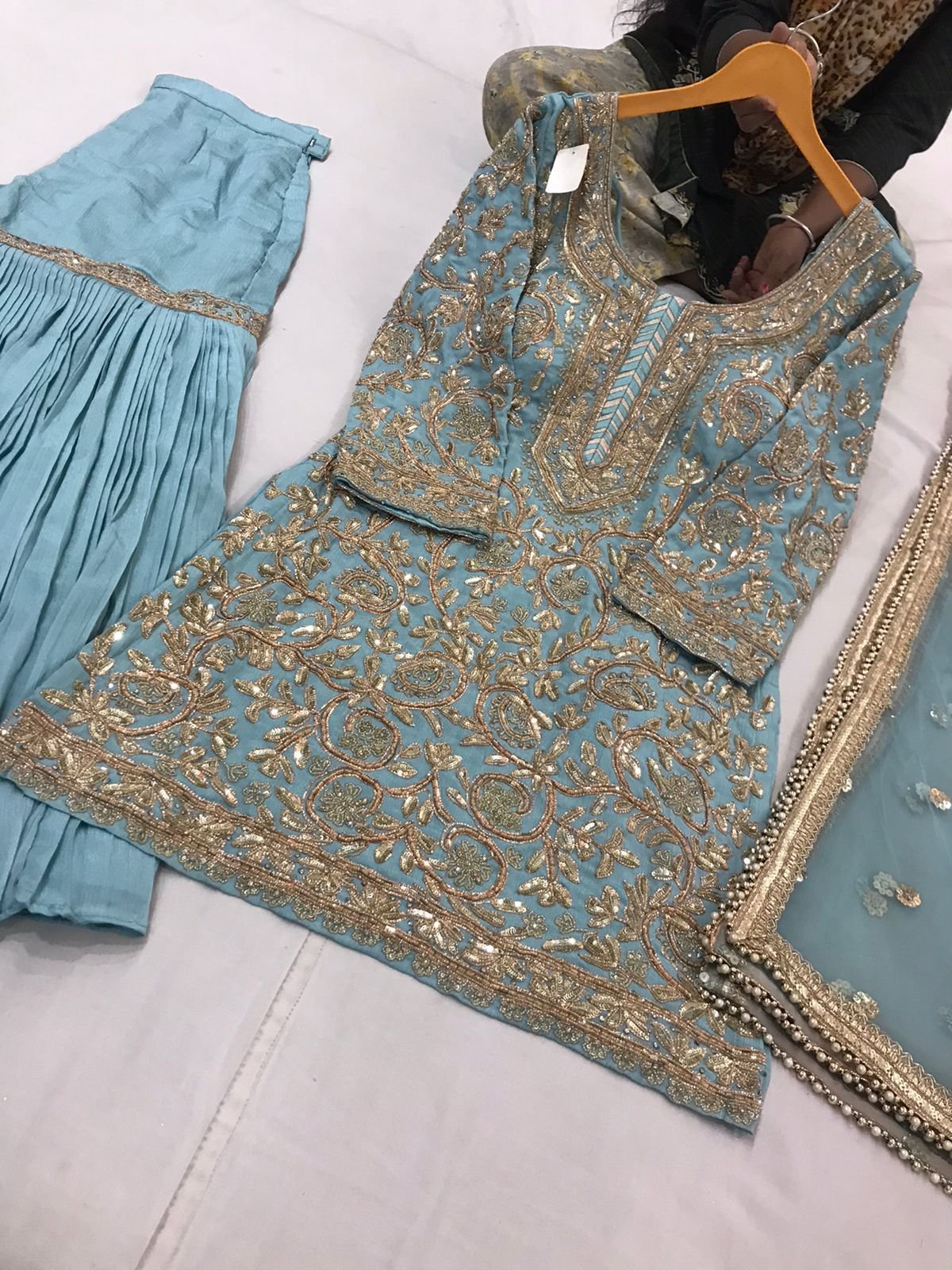 Turquoise Elegance Sharara Suit